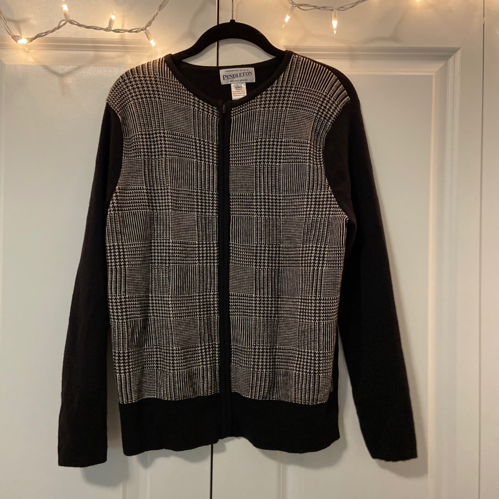 Pendleton Black & White Houndstooth Pattern Jacket